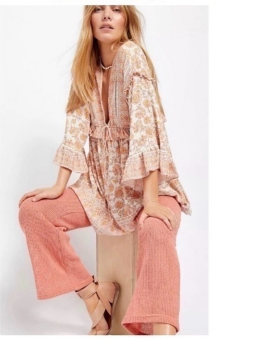 Free People Moonlight Dance Printed Tunic - SZ Med in EUC - Festival has Pockets